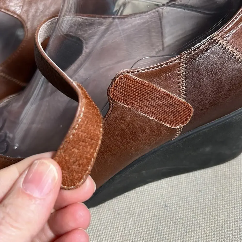 Abeo Ginger brown 2-tone leather Mary Jane wedge shoes academia 8.5 narrow - Picture 6 of 11